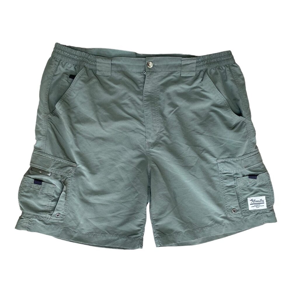 Bimini Bay Shorts Mens 40 Cargo Nylon Elastic Waist Fishing Outdoor Hiking Green